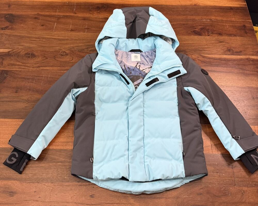 Bogner Kids Ski Jacket Coat Nils Gray and Light Blue Boys Girls Size Small EUC